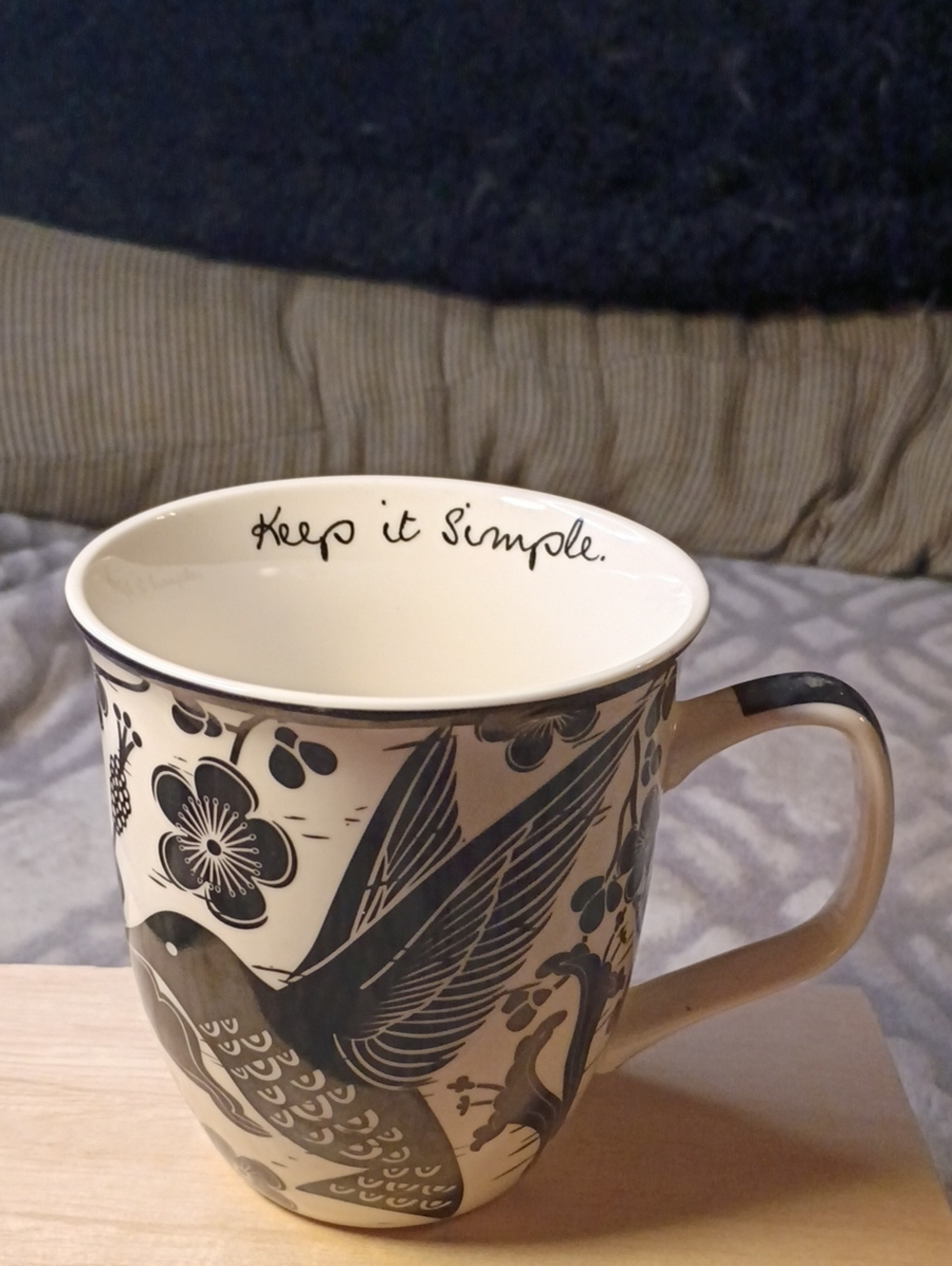 Karma Black & White Bird Ceramic Mug